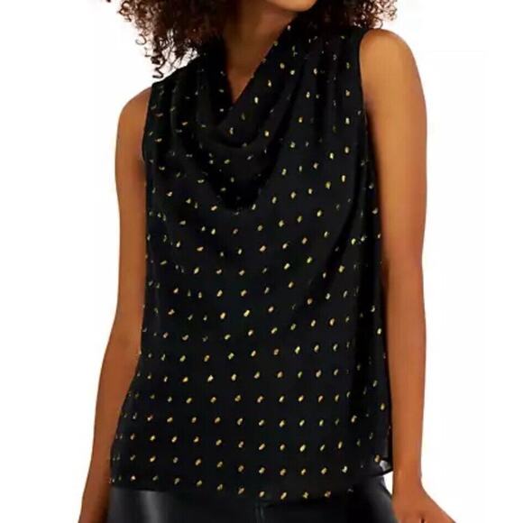 Womans INC black And Gold Foil Sheer Double Layered Top Size XXL - Picture 1 of 8